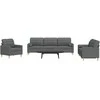 Sofa Sofos komplektas su pagalvėmis, 3 dalių, pilkas, audinys