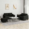 Sofa Sofos komplektas su pagalvėmis, 3 dalių, juodas, audinys