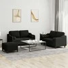 Sofa Sofos komplektas su pagalvėmis, 3 dalių, juodas, audinys