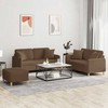 Sofa Sofos komplektas su pagalvėmis, 3 dalių, rudas, audinys