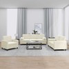 Sofa Sofos komplektas su pagalvėmis, 3 dalių, kreminis, aksomas