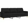 Sofa Sofos komplektas su pagalvėmis, 3 dalių, juodas, audinys