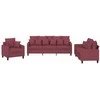Sofa Sofos komplektas su pagalvėmis, 3 dalių, vyno, audinys