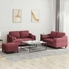 Sofa Sofos komplektas su pagalvėmis, 3 dalių, vyno, audinys