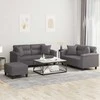 Sofa Sofos komplektas su pagalvėmis, 3 dalių, pilkas, dirbtinė oda