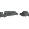 Sofa Sofos komplektas su pagalvėmis, 3 dalių, pilkas, audinys