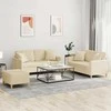 Sofa Sofos komplektas su pagalvėmis, 3 dalių, kreminis, audinys
