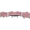 Sofa Sofos komplektas su pagalvėmis, 3 dalių, rožinis, aksomas