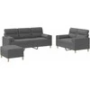 Sofa Sofos komplektas su pagalvėmis, 3 dalių, pilkas, audinys
