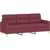 Sofa Sofos komplektas su pagalvėmis, 3 dalių, vyno, audinys