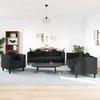 Sofa Sofos komplektas su pagalvėmis, 3 dalių, juodas, aksomas