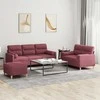 Sofa Sofos komplektas su pagalvėmis, 3 dalių, vyno, audinys