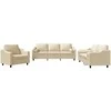 Sofa Sofos komplektas su pagalvėmis, 3 dalių, kreminis, audinys
