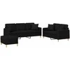 Sofa Sofos komplektas su pagalvėmis, 3 dalių, juodas, audinys