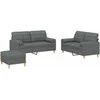 Sofa Sofos komplektas su pagalvėmis, 3 dalių, pilkas, audinys
