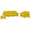 Sofa Sofos komplektas su pagalvėmis, 3 dalių, geltonas, aksomas