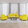 Sofa Sofos komplektas su pagalvėmis, 3 dalių, geltonas, audinys
