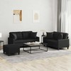 Sofa Sofos komplektas su pagalvėmis, 3 dalių, juodas, dirbtinė oda