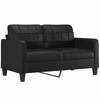 Sofa Sofos komplektas su pagalvėmis, 3 dalių, juodas, dirbtinė oda