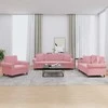 Sofa Sofos komplektas su pagalvėmis, 3 dalių, rožinis, aksomas