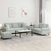 Sofa Sofos komplektas su pagalvėmis, 3 dalių, pilkas, aksomas