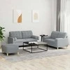 Sofa Sofos komplektas su pagalvėmis, 3 dalių, pilkas, audinys