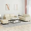 Sofa Sofos komplektas su pagalvėmis, 3 dalių, kreminis, dirbtinė oda