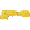 Sofa Sofos komplektas su pagalvėmis, 3 dalių, geltonas, audinys