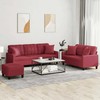 Sofa Sofos komplektas su pagalvėmis, 3 dalių, vyno, dirbtinė oda