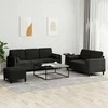 Sofa Sofos komplektas su pagalvėmis, 3 dalių, juodas, aksomas