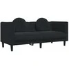 Sofa Sofos komplektas su pagalvėmis, 3 dalių, juodas, aksomas