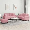 Sofa Sofos komplektas su pagalvėmis, 3 dalių, rožinis, aksomas