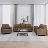 Sofa Sofos komplektas su pagalvėmis, 3 dalių, rudas, audinys