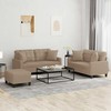 Sofa Sofos komplektas su pagalvėmis, 3 dalių, kapučino, dirbtinė oda