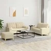 Sofa Sofos komplektas su pagalvėmis, 3 dalių, kreminis, audinys