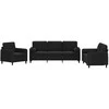 Sofa Sofos komplektas su pagalvėmis, 3 dalių, juodas, aksomas