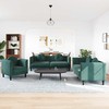 Sofa Sofos komplektas su pagalvėmis, 3 dalių, žalias, aksomas