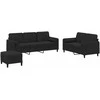 Sofa Sofos komplektas su pagalvėmis, 3 dalių, juodas, aksomas