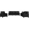 Sofa Sofos komplektas su pagalvėmis, 3 dalių, juodas, dirbtinė oda
