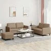 Sofa Sofos komplektas su pagalvėmis, 3 dalių, kapučino, dirbtinė oda