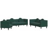 Sofa Sofos komplektas su pagalvėmis, 3 dalių, žalias, aksomas