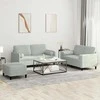 Sofa Sofos komplektas su pagalvėmis, 3 dalių, pilkas, aksomas