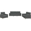 Sofa Sofos komplektas su pagalvėmis, 3 dalių, pilkas, audinys