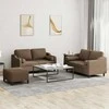 Sofa Sofos komplektas su pagalvėmis, 3 dalių, rudas, audinys