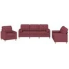 Sofa Sofos komplektas su pagalvėmis, 3 dalių, vyno, audinys