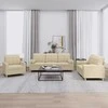 Sofa Sofos komplektas su pagalvėmis, 3 dalių, kreminis, audinys