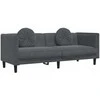 Sofa Sofos komplektas su pagalvėmis, 3 dalių, pilkas, aksomas