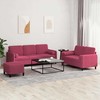 Sofa Sofos komplektas su pagalvėmis, 3 dalių, vyno, aksomas