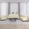 Sofa Sofos komplektas su pagalvėmis, 3 dalių, kreminis, dirbtinė oda