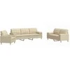 Sofa Sofos komplektas su pagalvėmis, 3 dalių, kreminis, audinys